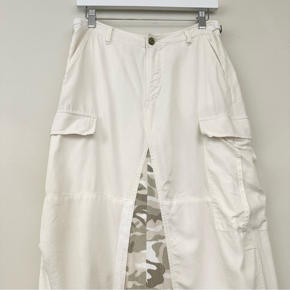 Da-Nang Off White Camo Long Maxi Skirt Cargo Silk - Picture 5 of 15